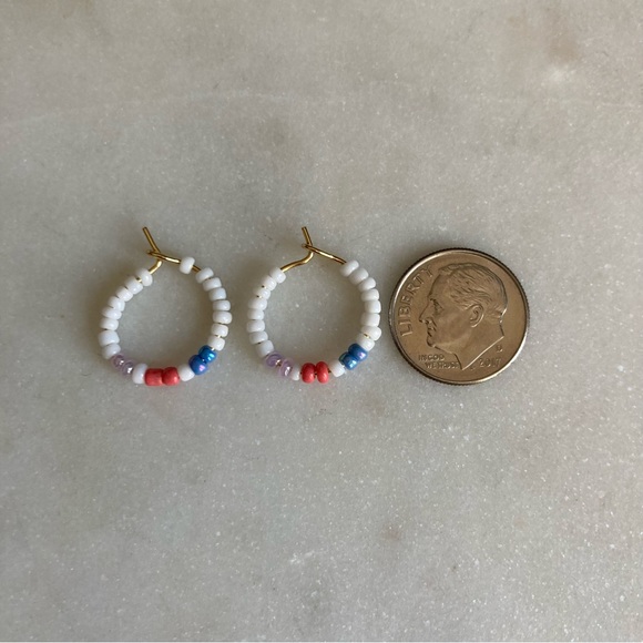 Dainty Beaded Hoop Earrings - Picture 2 of 2